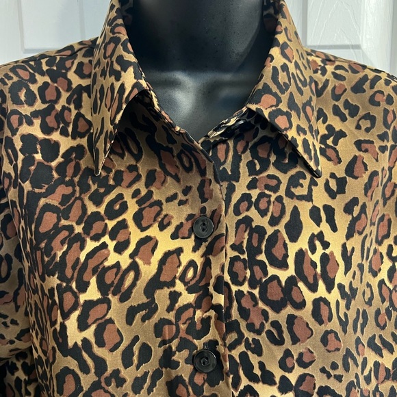 Susan Graver Leopard Button Long Sleeve Women’s Top Sz XS - Picture 2 of 5